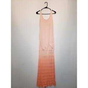 Victoria's Secret Womens M Tank Maxi Knit Dress Pink Ombre Flax Blend Stripe